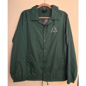 HUF Worldwide Essentials TT Coach Jacket/Windbreaker NWT - Forest Green Size L